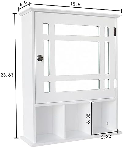 Mirrored Bathroom Cabinet Wall Mounted with Adjustable Shelves