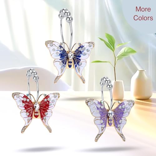 Elerslodia Blue Butterflies Decorative Shower Curtain Hook Set