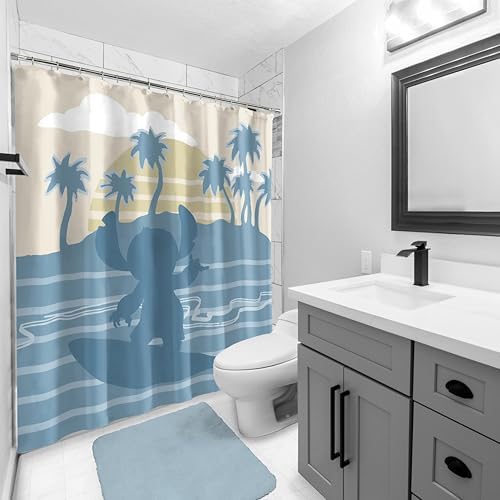 Jay Franco Disney Lilo Stitch Lined Shower Curtain - 70x72 inch Soft Durable