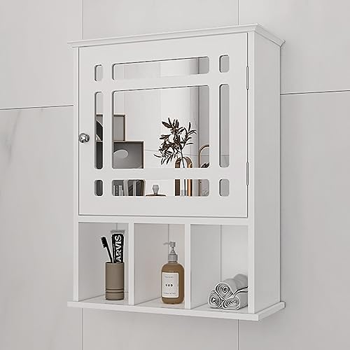 Mirrored Bathroom Cabinet Wall Mounted with Adjustable Shelves