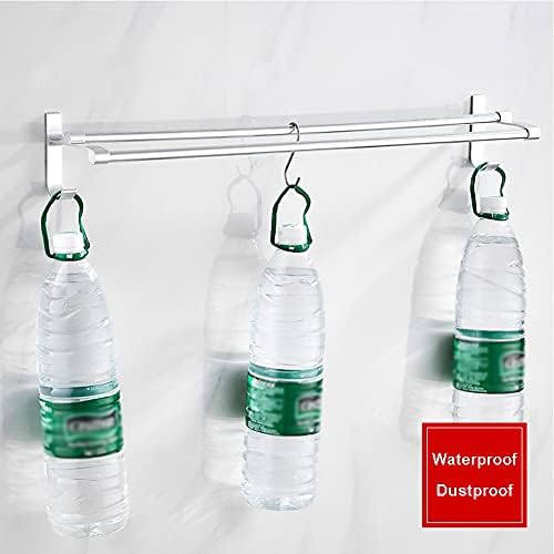 Towel Rail for Bathroom Modern Aluminum Double Bar Towel Holder with Hooks
