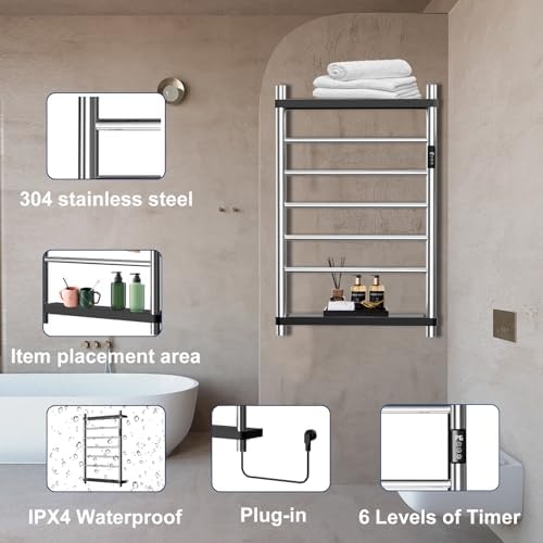 Premium Heated Towel Rack with LED Touch Control