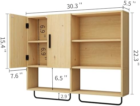 Sturdy Solid Wood Bathroom Cabinet with Towel Bar