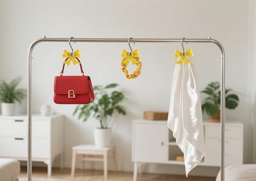 Yellow Decorative Shower Curtain Hooks 12PCS Set with Rhinestone Design