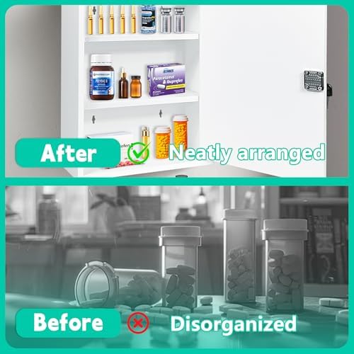 Royxen - Secure Setup Lock Medicine Cabinet for Easy Organization