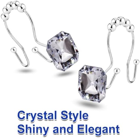 12-Piece Double Shower curtain Ring with Glide Action Crystal Clarity