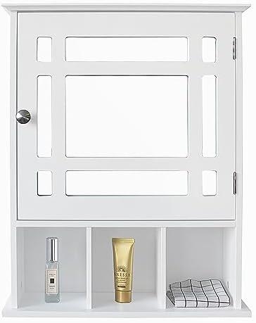 AOCOROE Medicine Cabinet with Mirror and 3 Storage Compartments