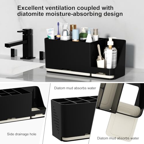 Jumeihui Bathroom Organizer with Diatomite Base 8 Slots Toothbrush Holder