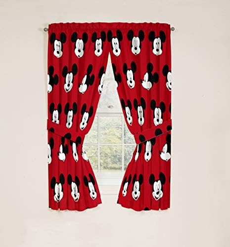 Jay Franco Kids Window Drapes Mickey Mouse 63 Inch Red