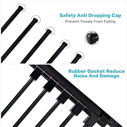 Black Towel Rail for Bath Wall-Mounted Towel Holder with 4 Bars