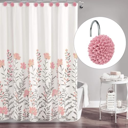 Sunlit Elegant Dahlia Shower Curtain Hooks - 12-Piece Set