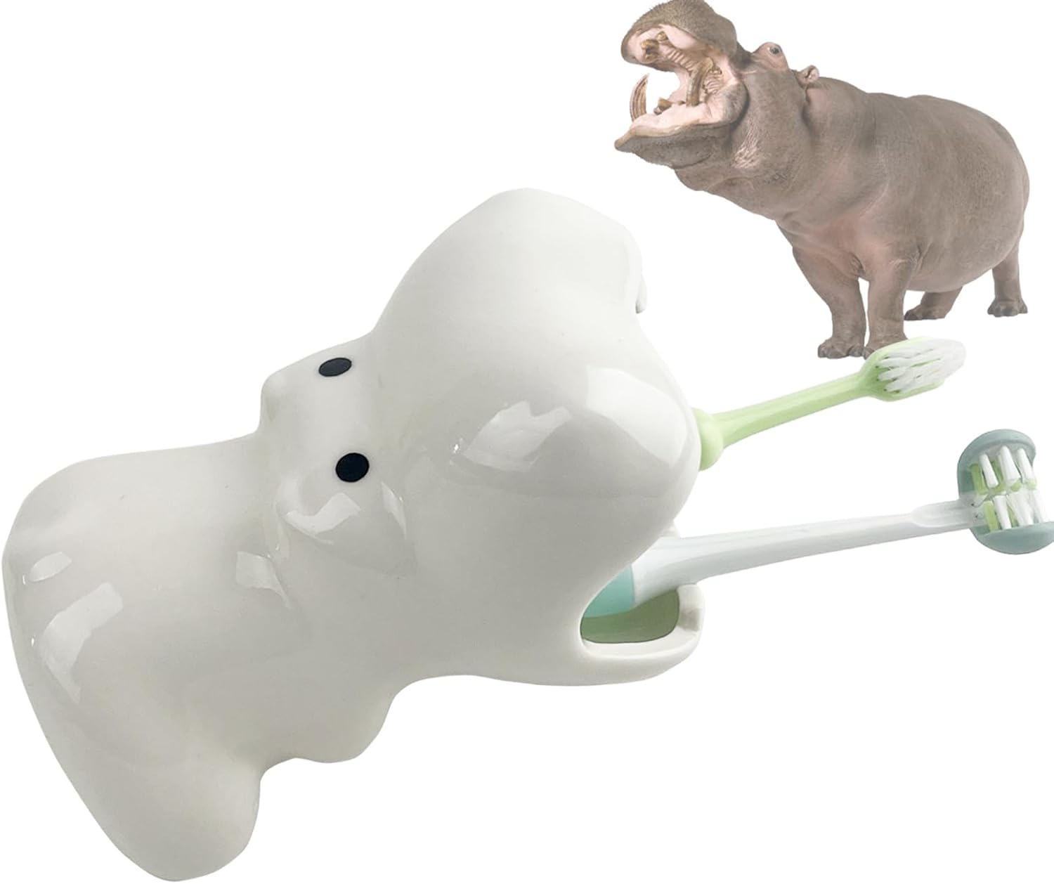 FlidRunest Kids Hippo Toothbrush Holder - Cute Hippo-Shaped Toothbrush Cup for Kids