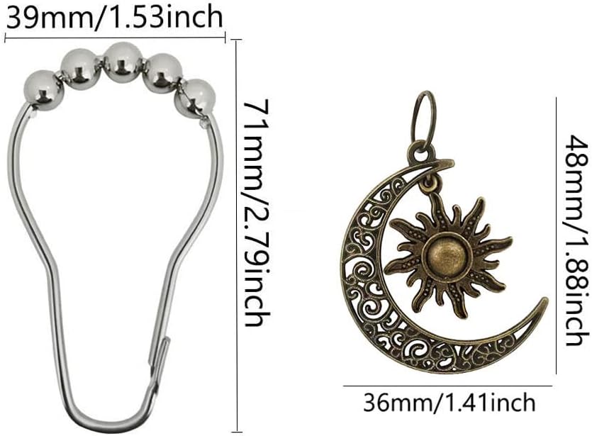Sun Moon Star Decorative Shower Curtain Hook Set