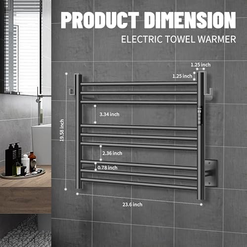 KKALONZO 9-Bar Heated Towel Rack with Timer and Waterproof Design