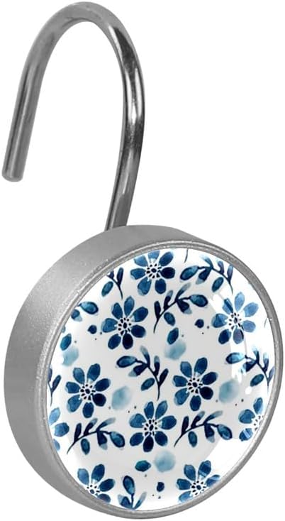 12-Piece Decorative Shower Curtain Hooks with Stainless Steel Rings