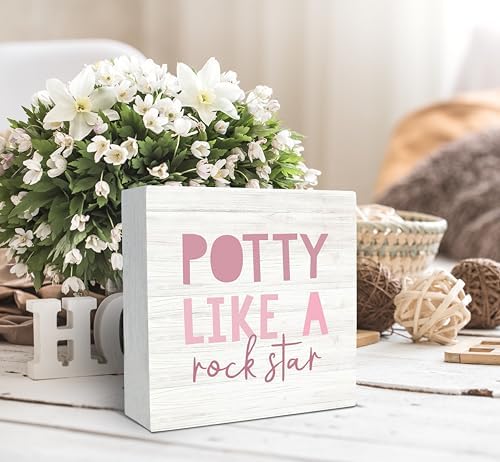 Happy Kids Bathroom Quote Wood Rock Star Box