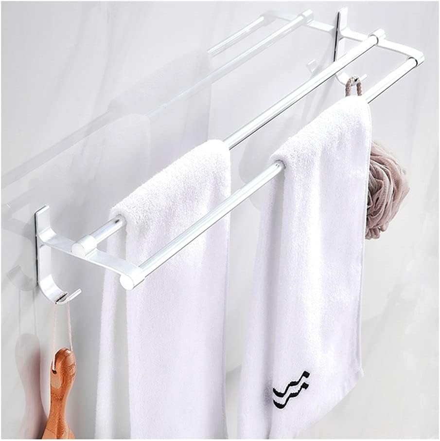 Towel Rail for Bathroom Modern Aluminum Double Bar Towel Holder with Hooks