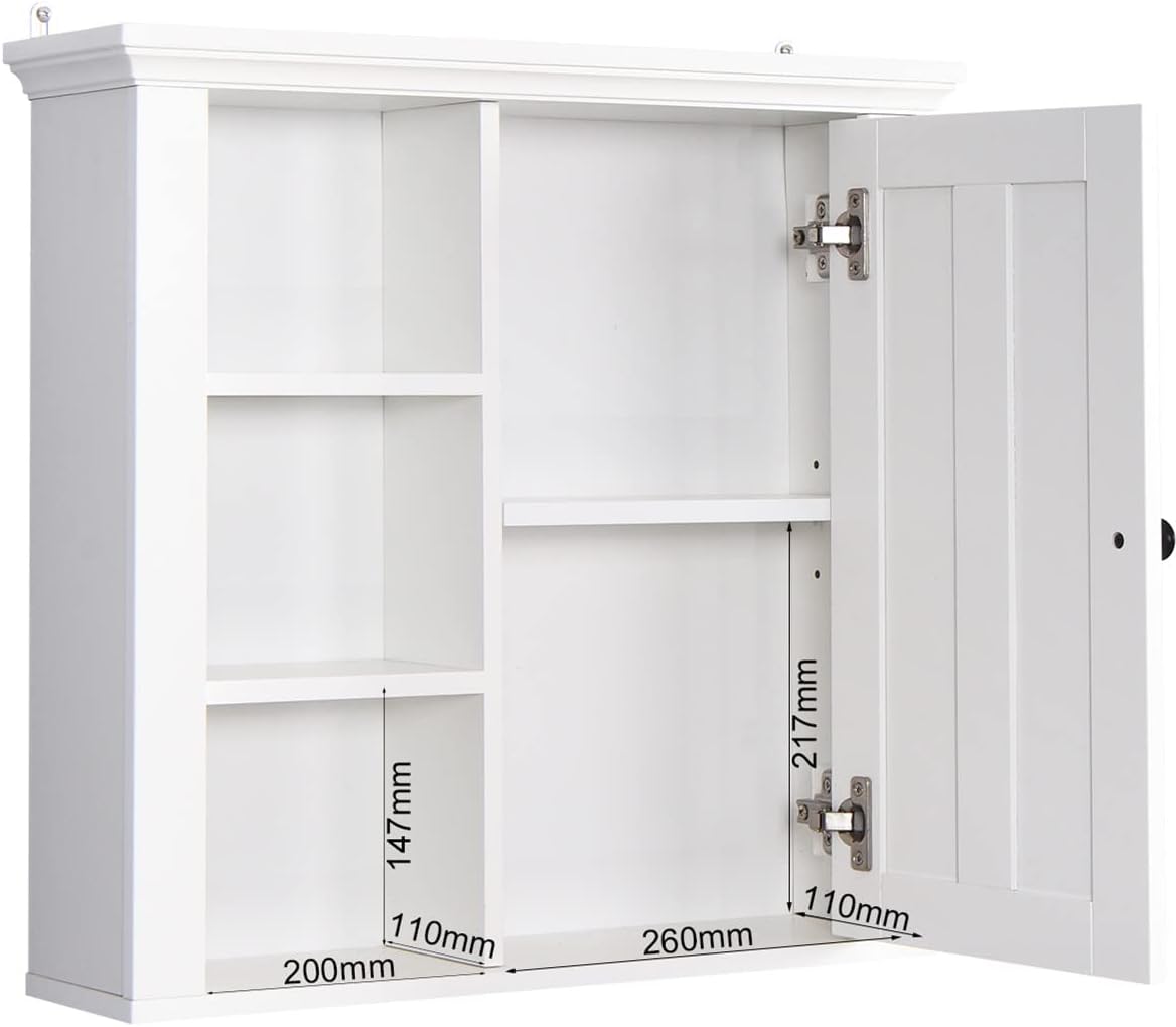 Bathroom Medicine Cabinet with Adjustable Shelf and 3 Open Compartments
