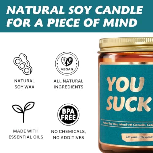 Citronella Candle with YOU SUCK Message 9oz Soy Wax Candle