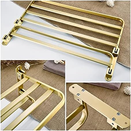 Bathroom Towel Rail Holder Brushed Gold Wall-Mounted Towel Holder for Bathrooms