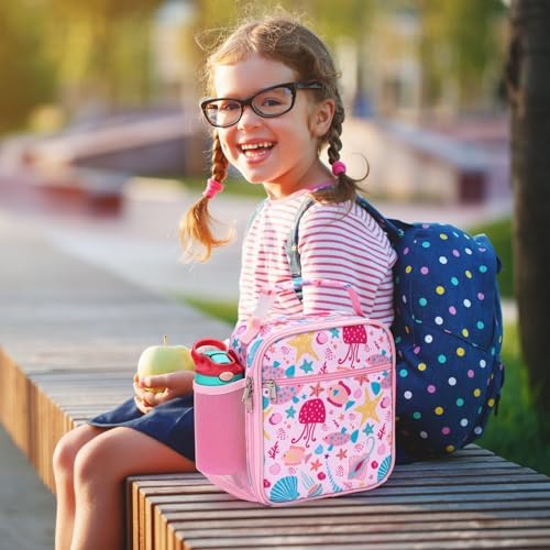 Bagseri Lunch Bag for Kids - Pink Marine Animals