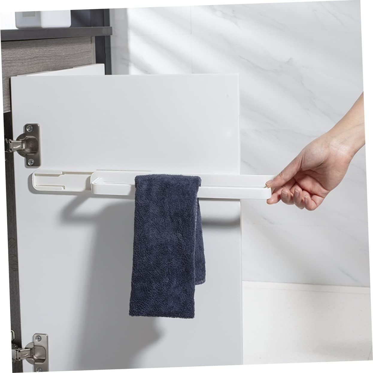 Luxshiny Adhesive Towel Holder for Bathroom Kitchen and Laundry