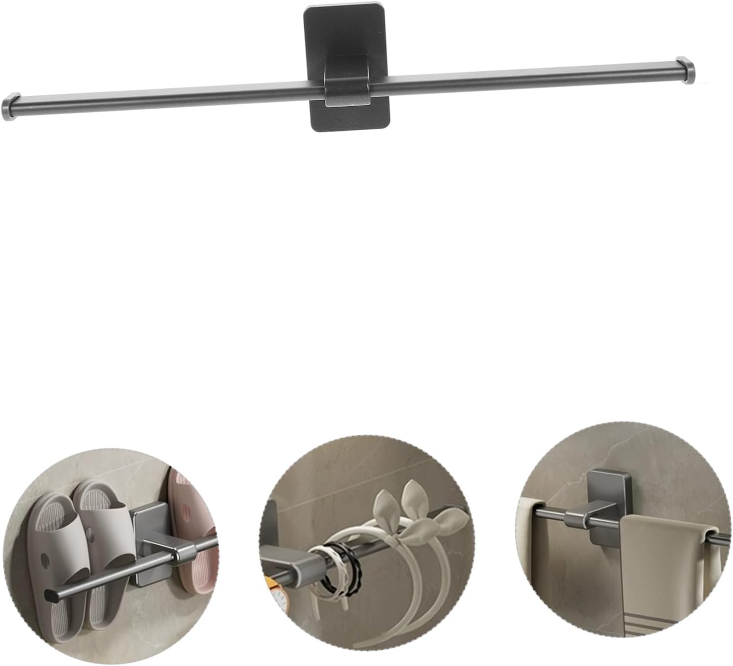 Healifty Wall-Mounted Bathroom Towel Holder No Drilling Easy to Use