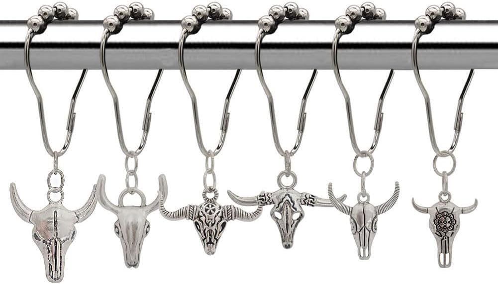 Sturdy Rust-Resistant Cow Shower Curtain Hook Set
