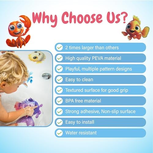 Adventure with TEKWAVE Non-Slip Bath Stickers for Toddlers Pack of 10