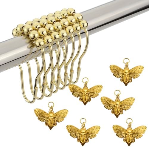 Stylish Skull Moth Decorative Shower Hooks 12pcs Gold