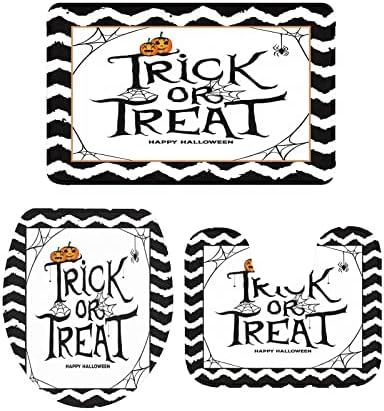 3-Piece Halloween Bathroom Rugs Set with Non-Slip U-Shaped Mat