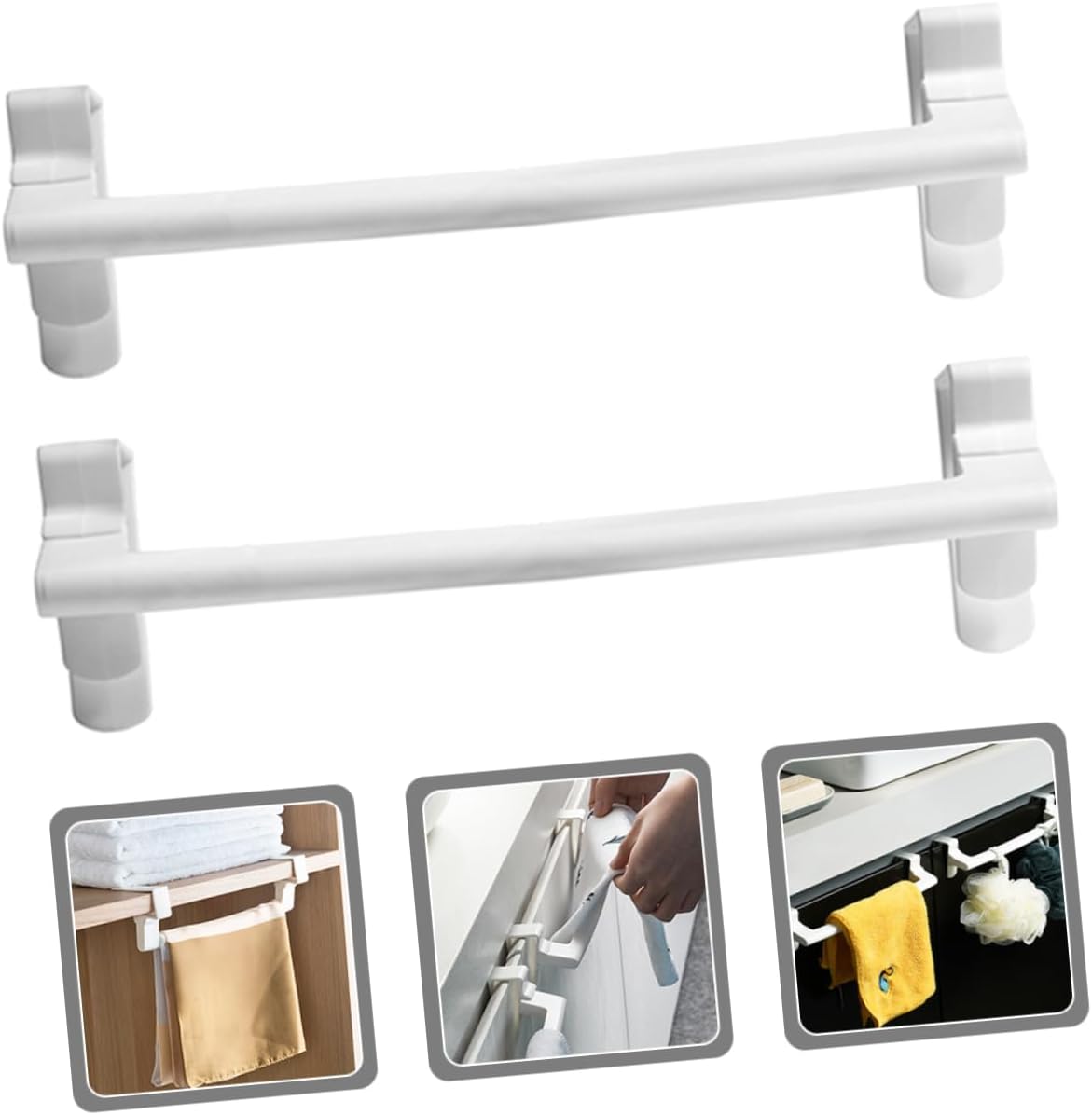 2Pcs Towel Rack for Cabinet No Drill Damage Free