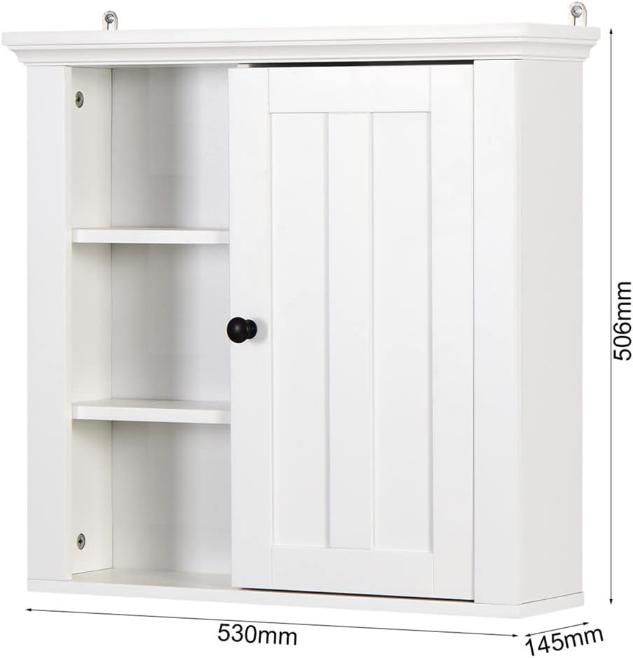 Bath Organizer White Wall Mounted Medicine Cabinet