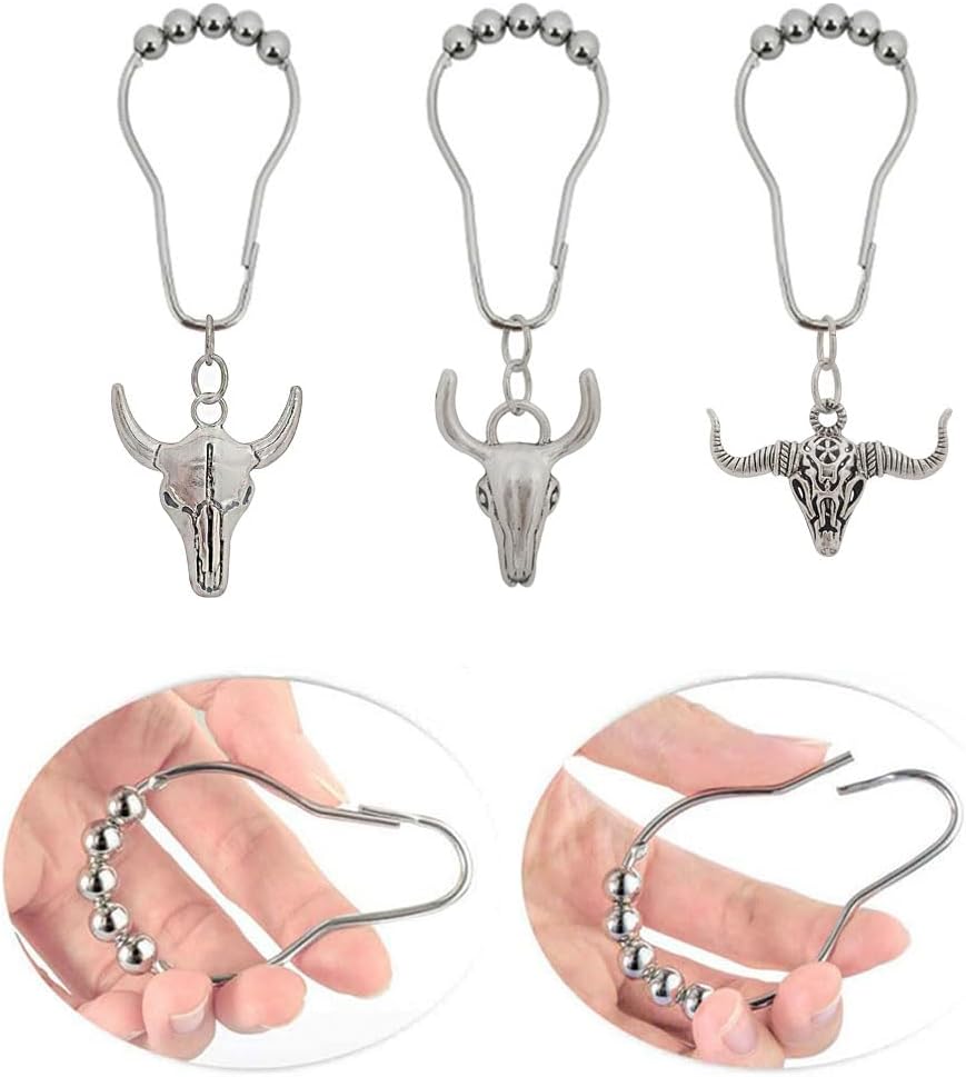 Sturdy Rust-Resistant Cow Shower Curtain Hook Set