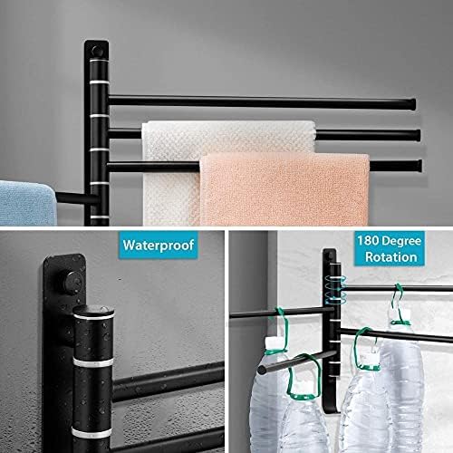 Black Towel Rail for Bath Wall-Mounted Towel Holder with 4 Bars