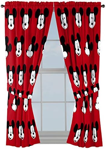 Jay Franco Kids Window Drapes Mickey Mouse 63 Inch Red