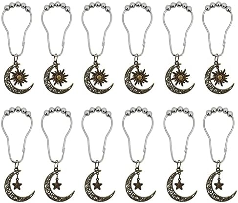 Sun Moon Star Decorative Shower Curtain Hook Set