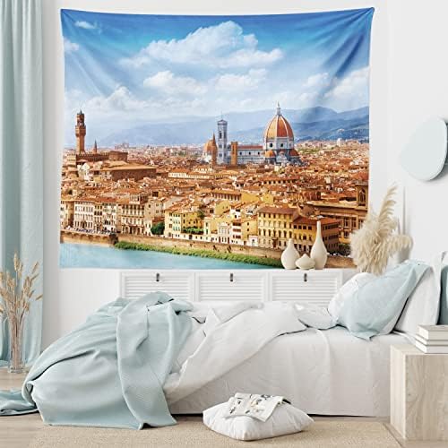 Ambesonne Cityscape Tapestry - 60x40 Brown Blue Wall Hanging
