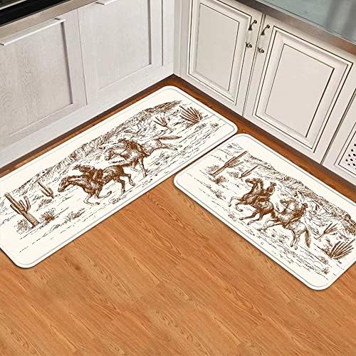 Premium Stylized Western Kitchen Rugs Set for Cowboys