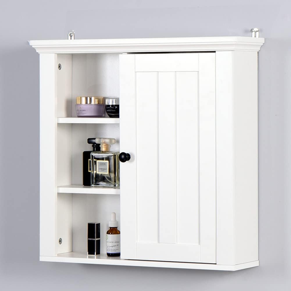 Bathroom Medicine Cabinet with Adjustable Shelf and 3 Open Compartments