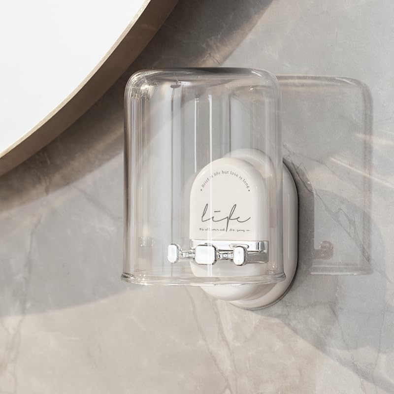 Wall-Mounted Toothbrush Holder With Mouthwash Cup Easy to Use