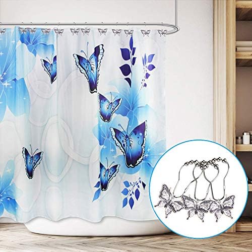 12-Piece Rustproof Butterfly Shower Curtain Hangers Garden Nature Themed