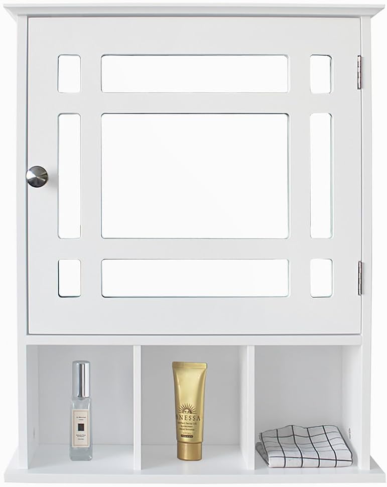 Mirrored Bathroom Cabinet Wall Mounted with Adjustable Shelves