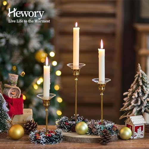 Hewory Glass Candle Drip Catchers 12-Piece Set for Taper Candles