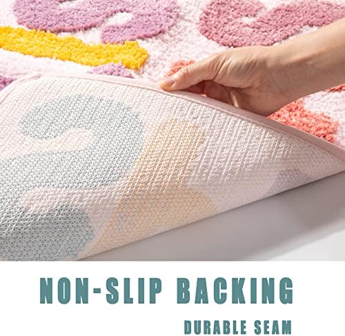 Kids Bath Rug Microfiber Non-Slip Mat Splish Pink 20x32