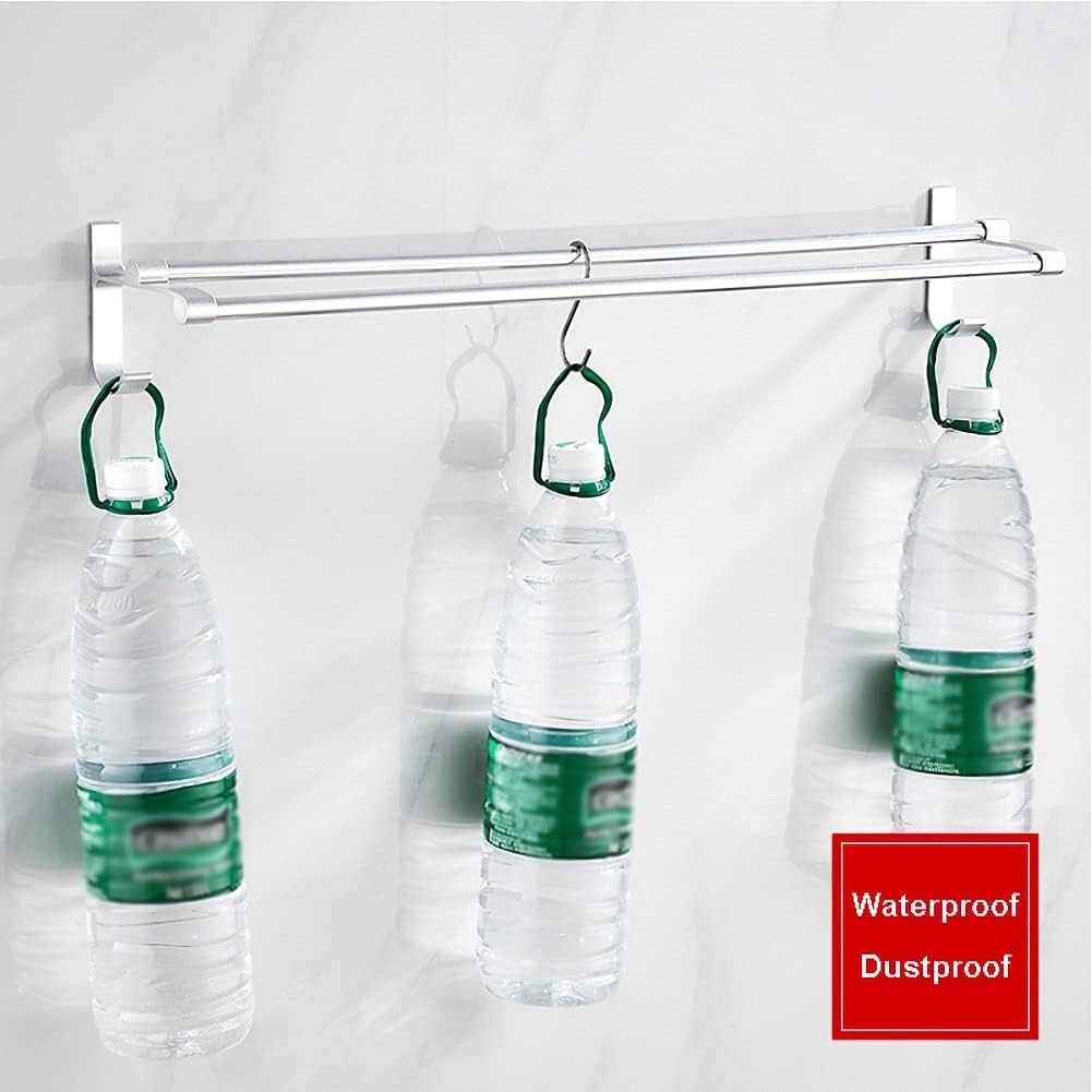 Towel Rail for Bathroom Modern Aluminum Double Bar Towel Holder with Hooks