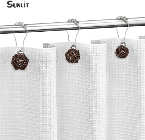 Sunlit Boho Decorative Rattan Balls Shower Curtain Hooks