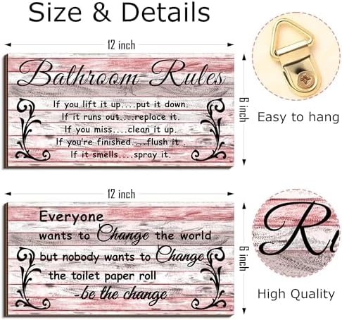 2 Pcs Funny Pink Bathroom Signs Set