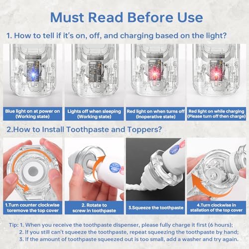 TuCao Smart Toothpaste Dispenser - Kids Toothbrush Organizer - Hands-Free Transparent