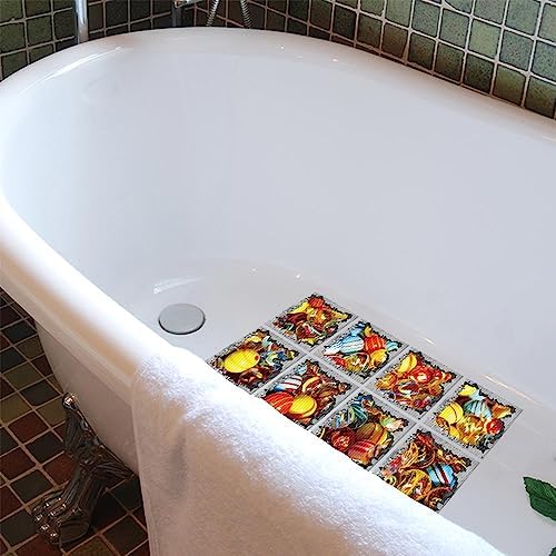 Non Slip Bathtub Stickers Square 51x51 Inch 8pcs for Adults and Kids